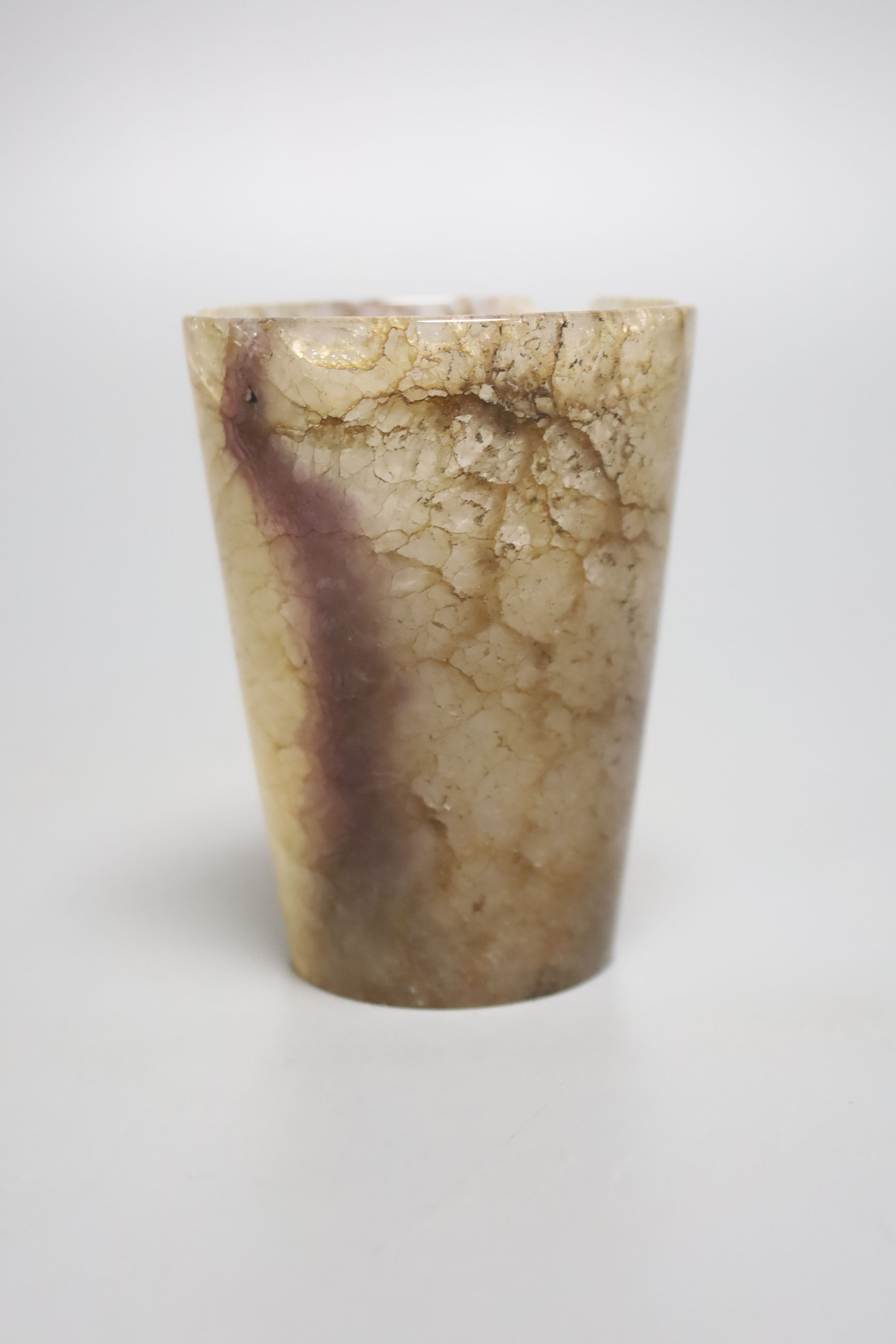 A 19th century small Blue John beaker, height 8.5cm (a.f.)